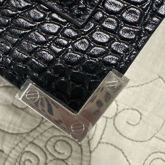 NEW The Kooples EMILY SMALL CROCODILE-EFFECT BAG BLACK LEATHER Silver - Picture 12 of 15